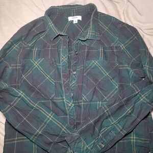 Kensie Forest Green Plaid Button-Down Shirt